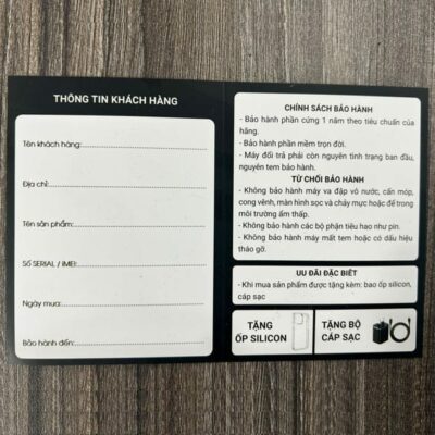Phiếu Bảo Hành máy phiên dịch v-tech mặt trong