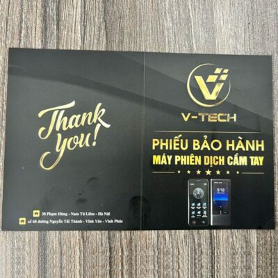 Phiếu Bảo Hành máy phiên dịch v-tech mặt ngoài